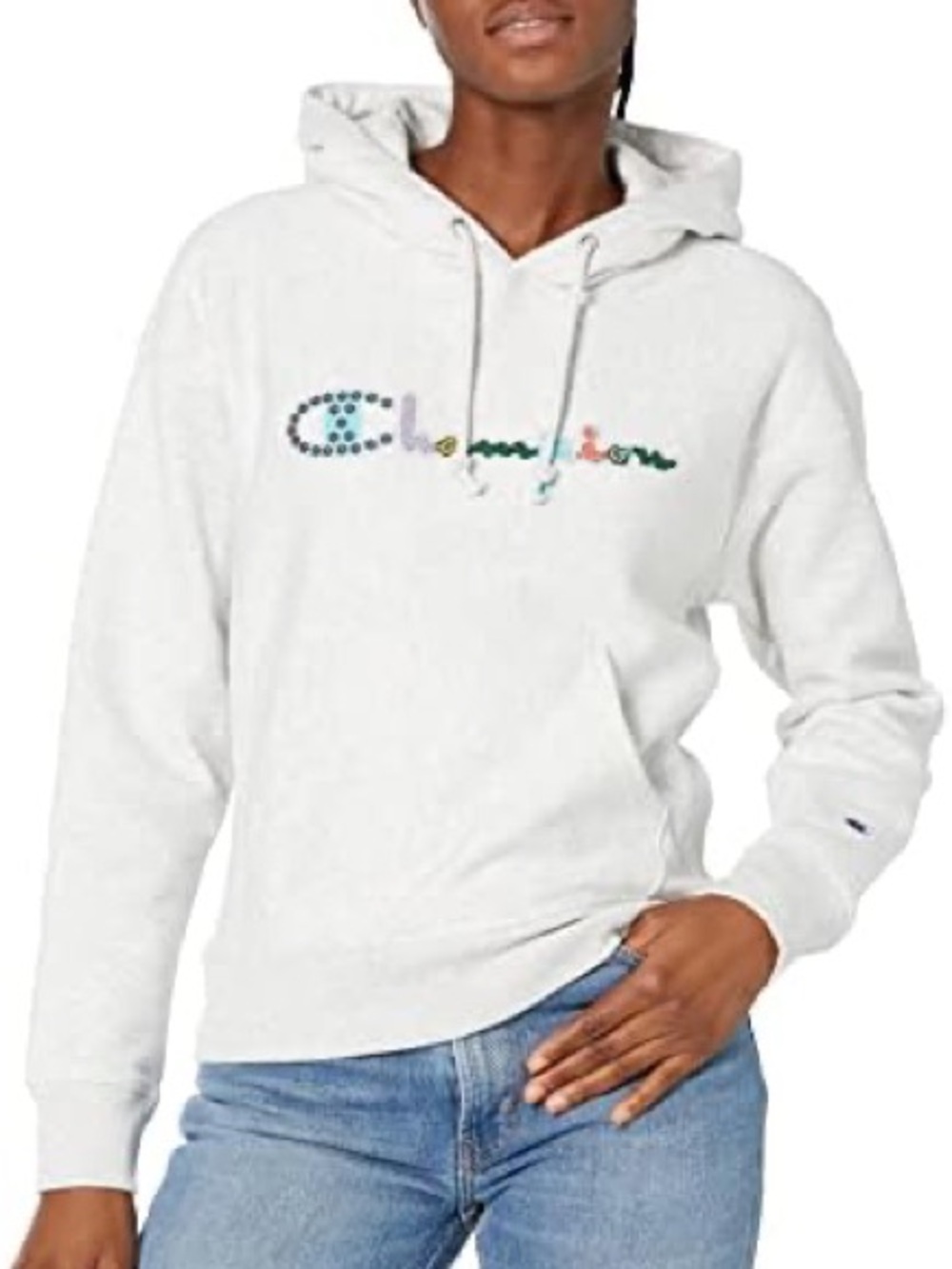 Champion Light Gray Embroidered Logo Pullover Hoodie